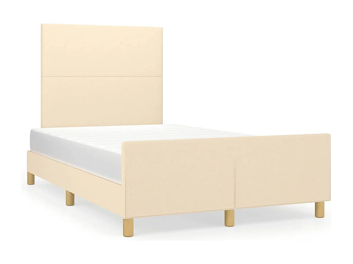 Cadre de lit sans matelas crème 120x190 cm tissu