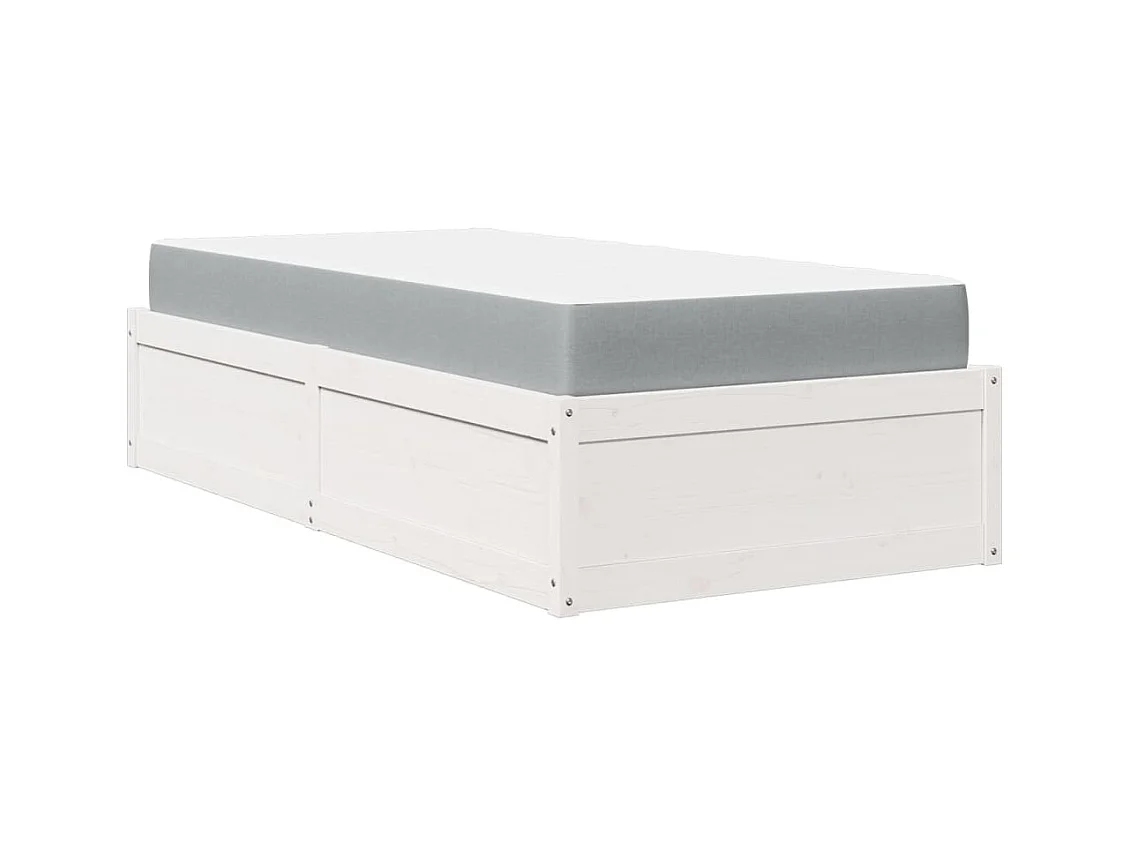 Bed met witte matras 100x200 cm massief grenenhout