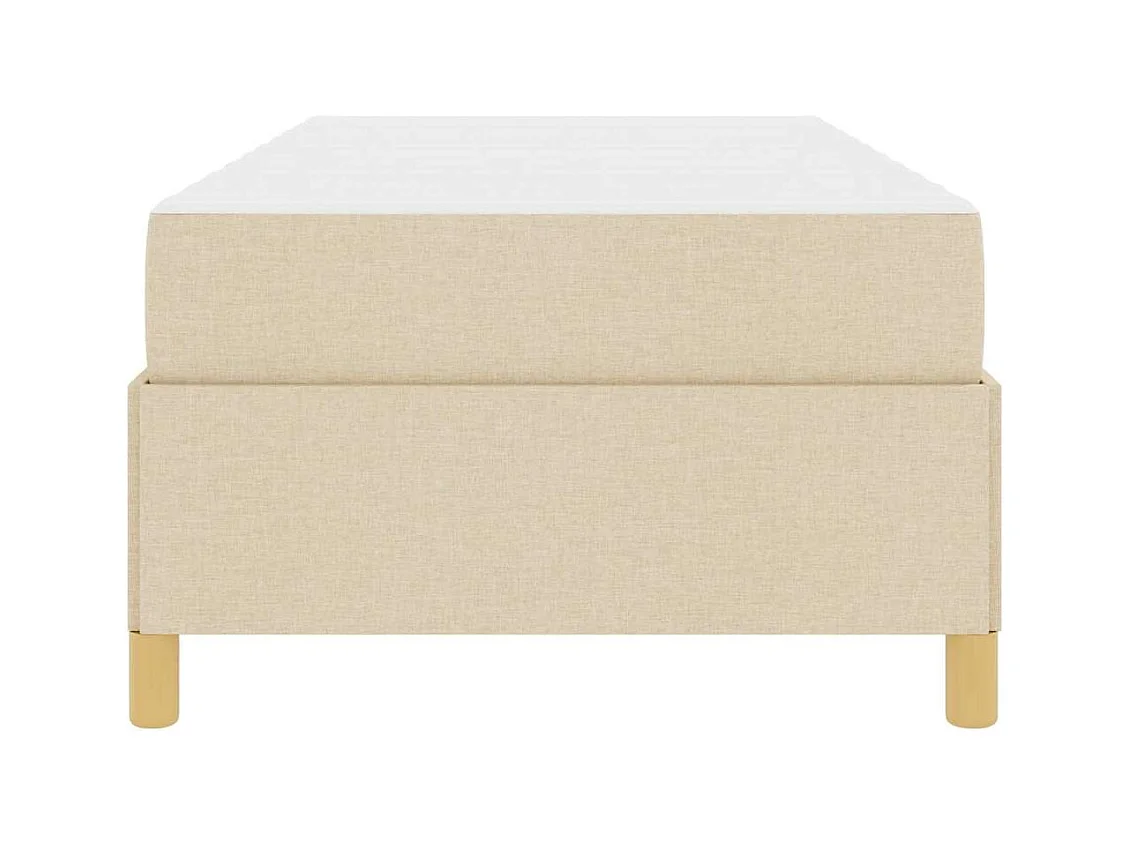 Cama box spring con colchón Tejido blanco y crema 100x200 cm