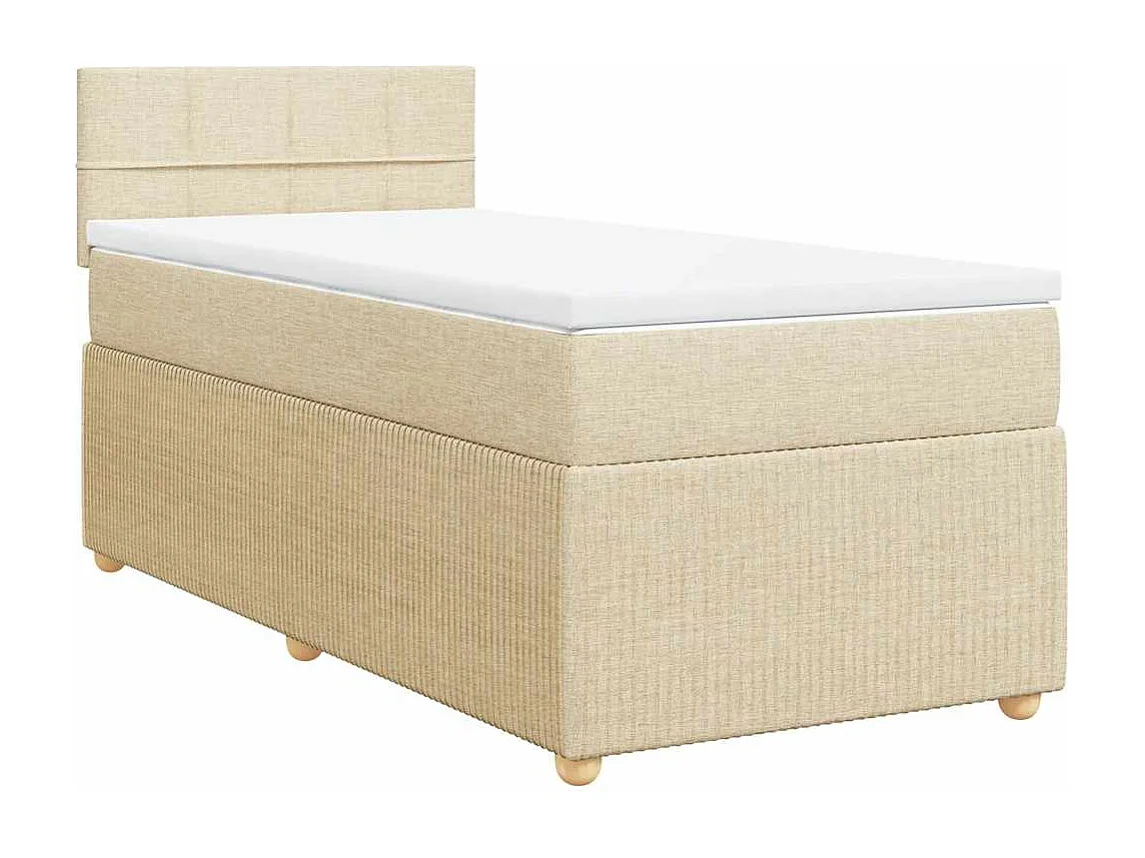Sommier à lattes de lit avec matelas Crème 90x200 cm Tissu