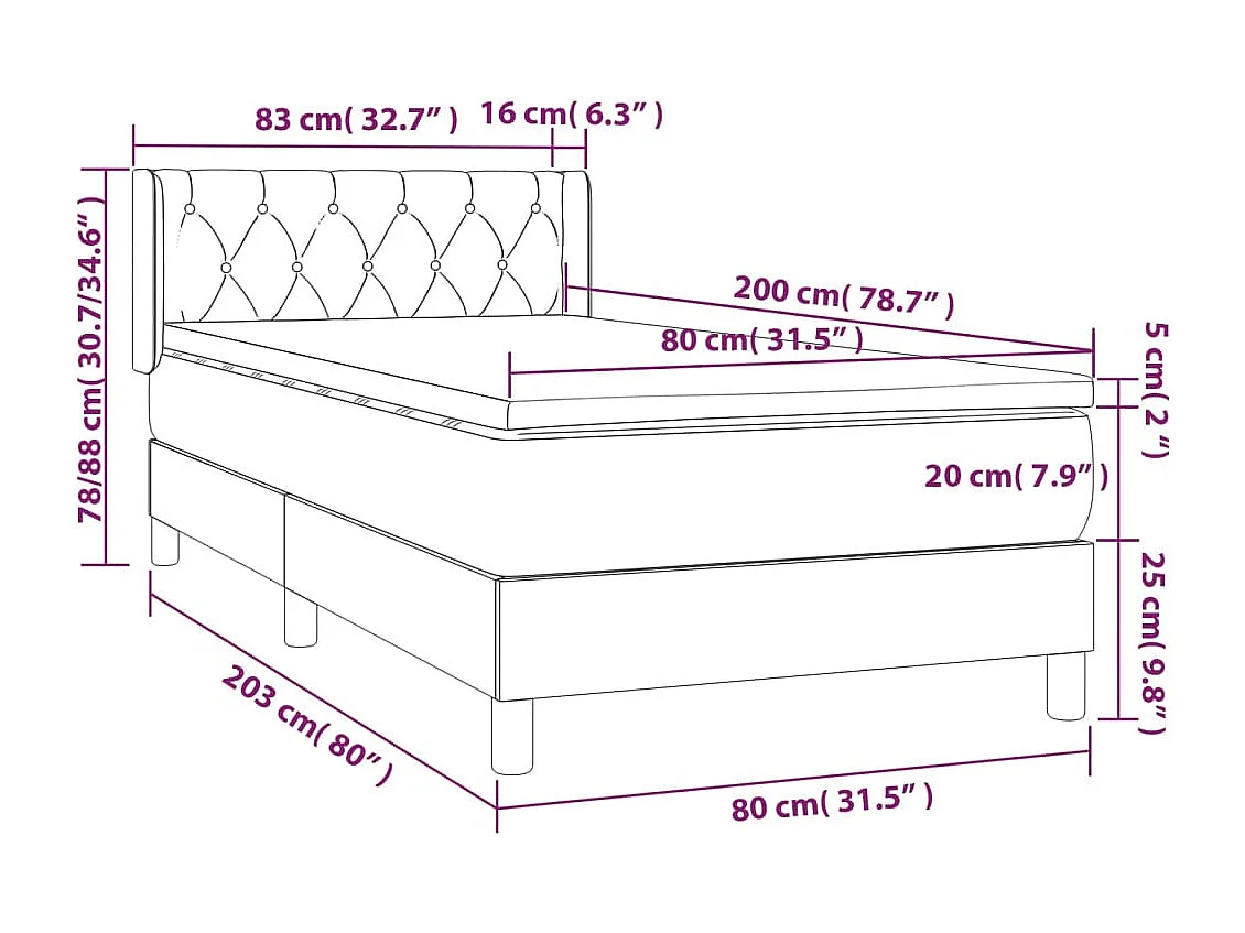 Lattenrost mit Matratze Creme 80x200 cm Stoff
