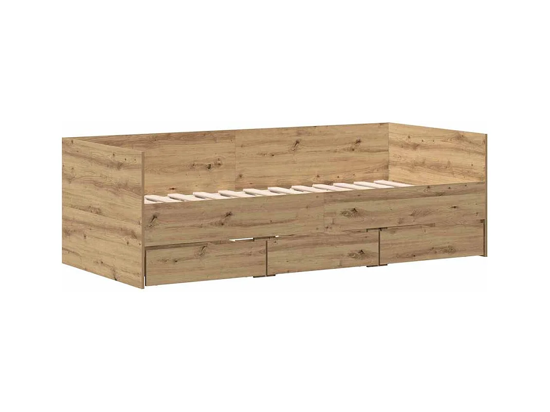 Dagbedframe met lades, handgemaakt eikenhout, 90 x 200 cm
