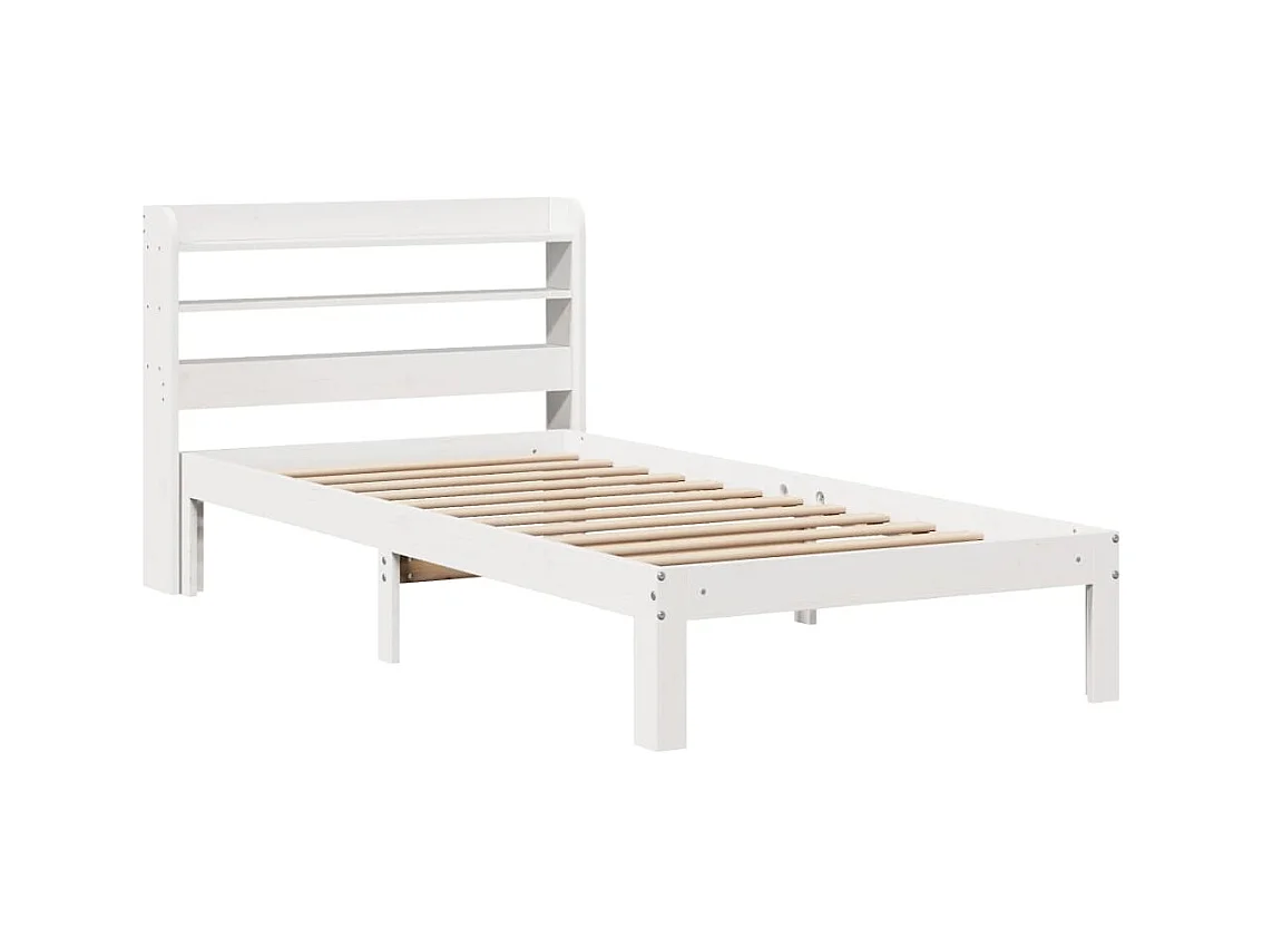 Estructura de cama con cabecero sin colchón blanco 90x200 cm