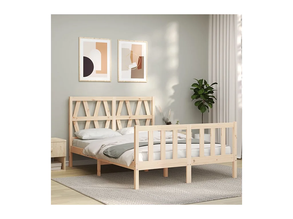 Estructura de cama sin colchón 140x190 cm madera maciza de pino