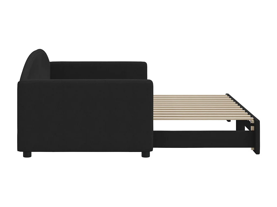 Divano letto con letto estraibile senza materasso nero 90x200 cm