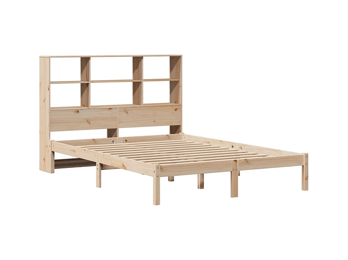 Bibliotheksbett ohne Matratze 140x190 cm Massivholz Kiefer