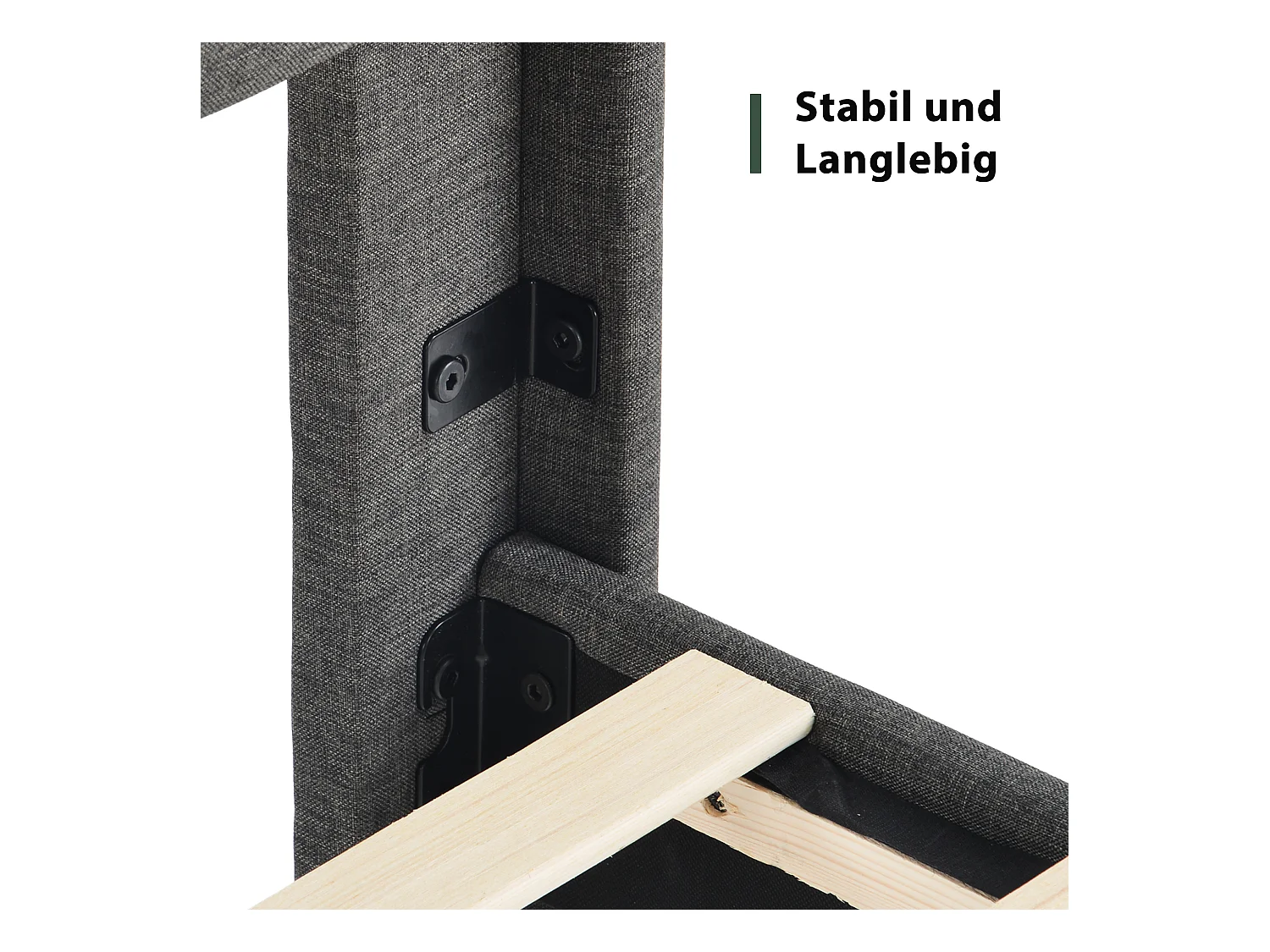 Tweepersoonsbed 140x200 cm, met hoofdbord, frame met lattenbodem, donkergrijze linnen stof, tijdloos modern design (146x210x111 cm)