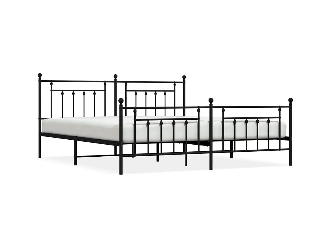 Estructura de cama de metal sin colchón con pie de cama negro 200x200cm