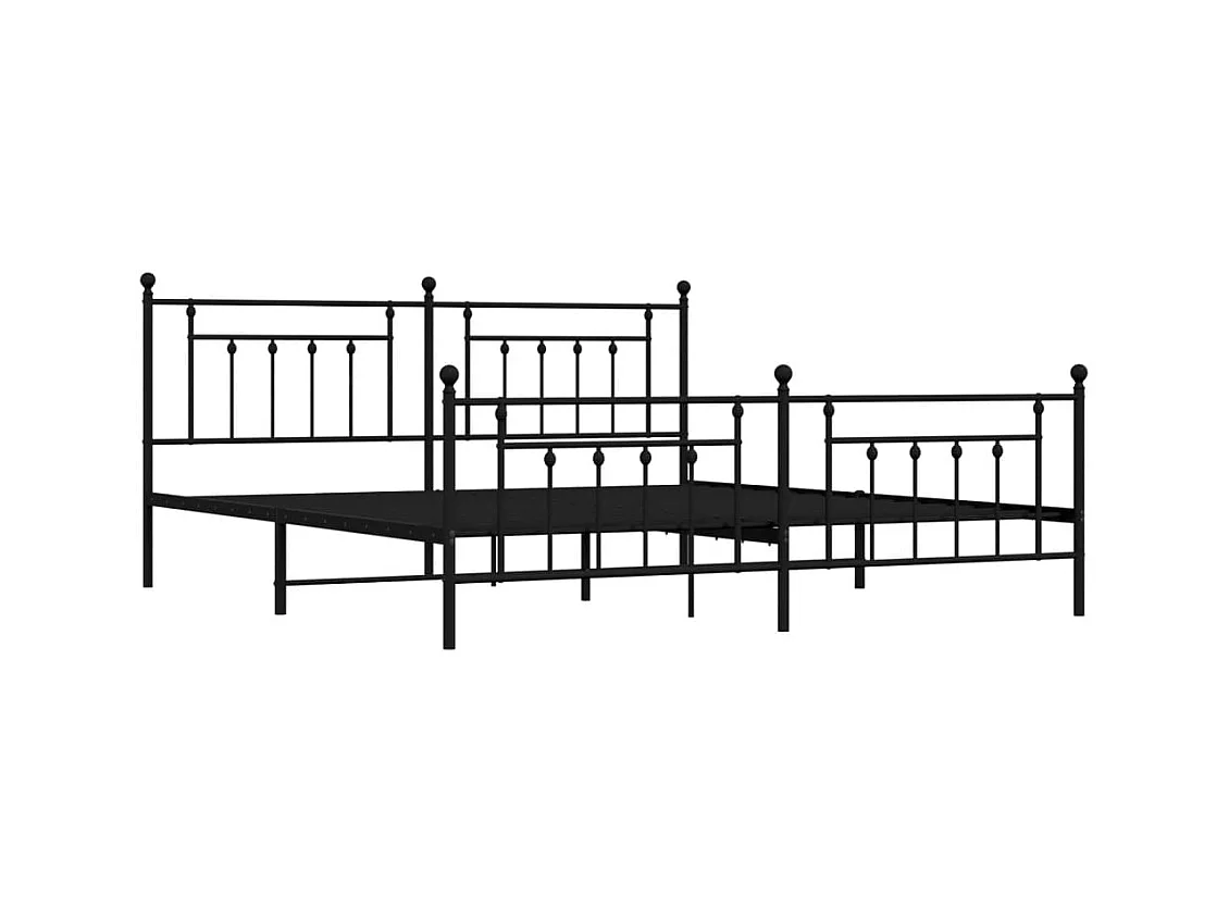 Estructura de cama de metal sin colchón con pie de cama negro 200x200cm