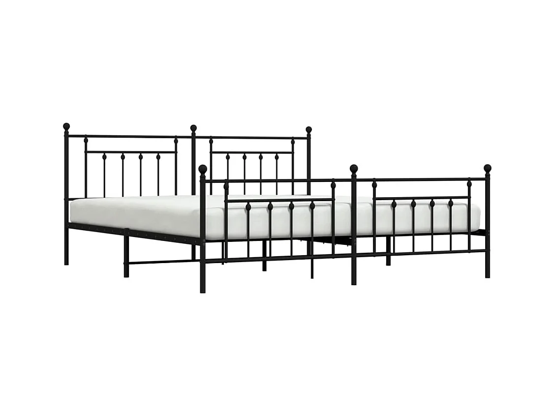 Estructura de cama de metal sin colchón con pie de cama negro 200x200cm