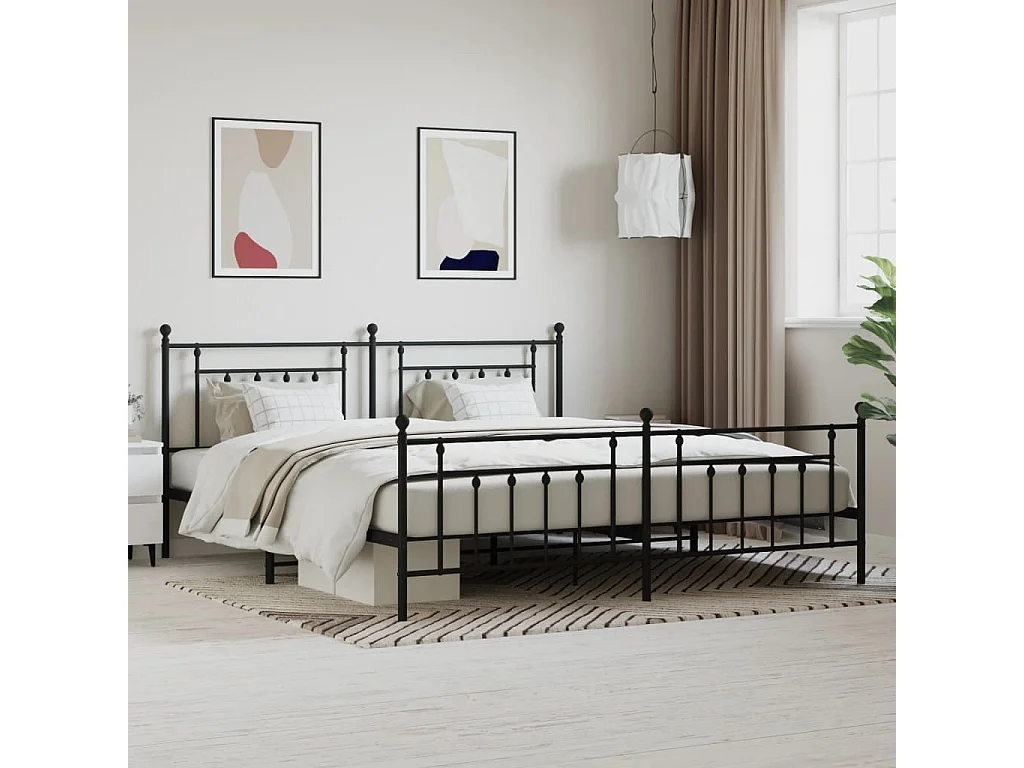 Metalen bedframe zonder matras met zwart voeteneinde 200x200cm