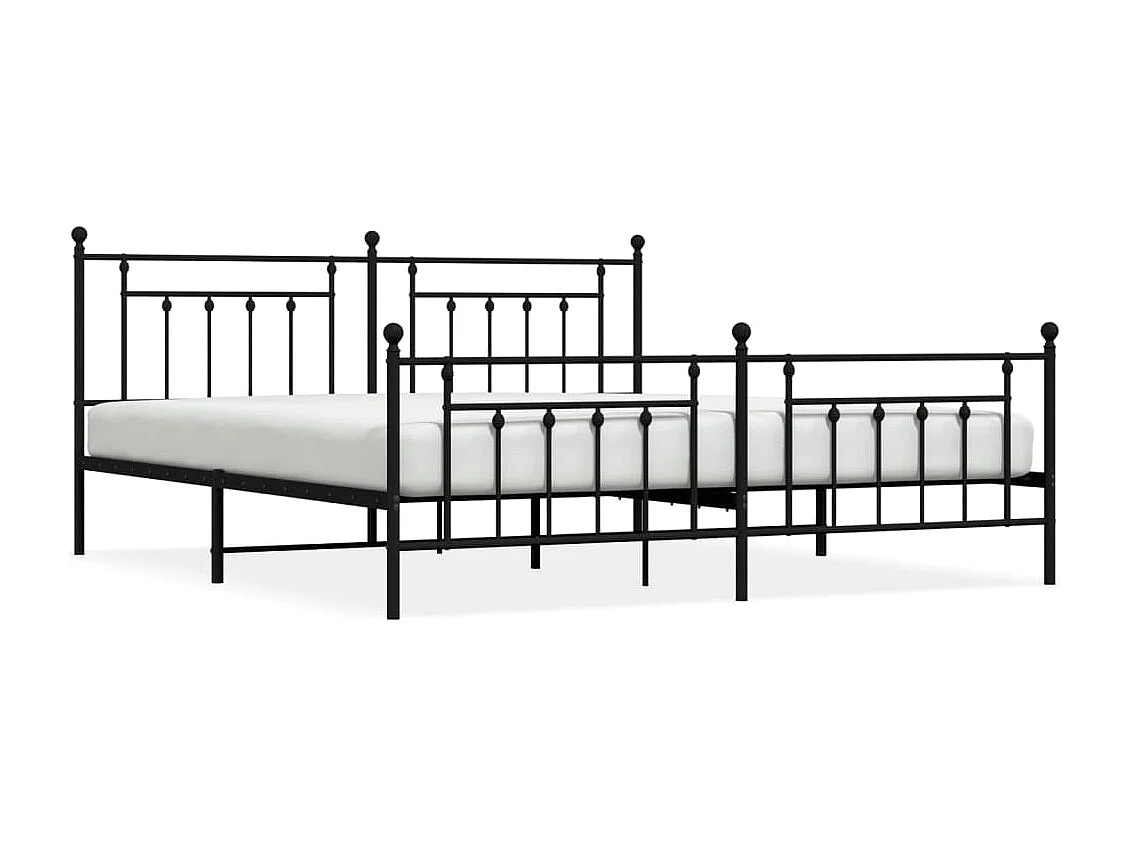 Cadre de lit métal sans matelas avec pied de lit noir 200x200cm