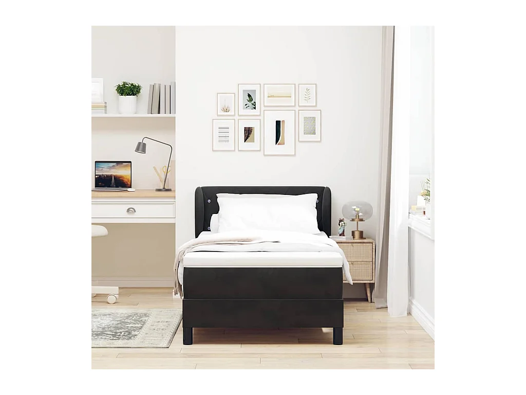 Boxspringbed met donkergrijze fluwelen matras van 80x200 cm