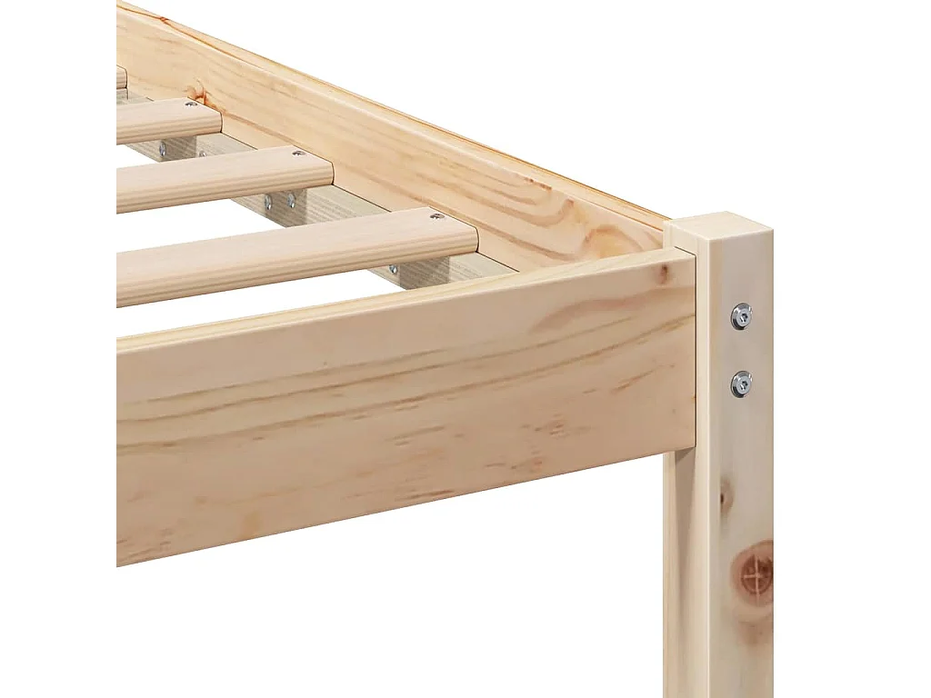 Estructura de cama con cabecero de madera de pino marrón