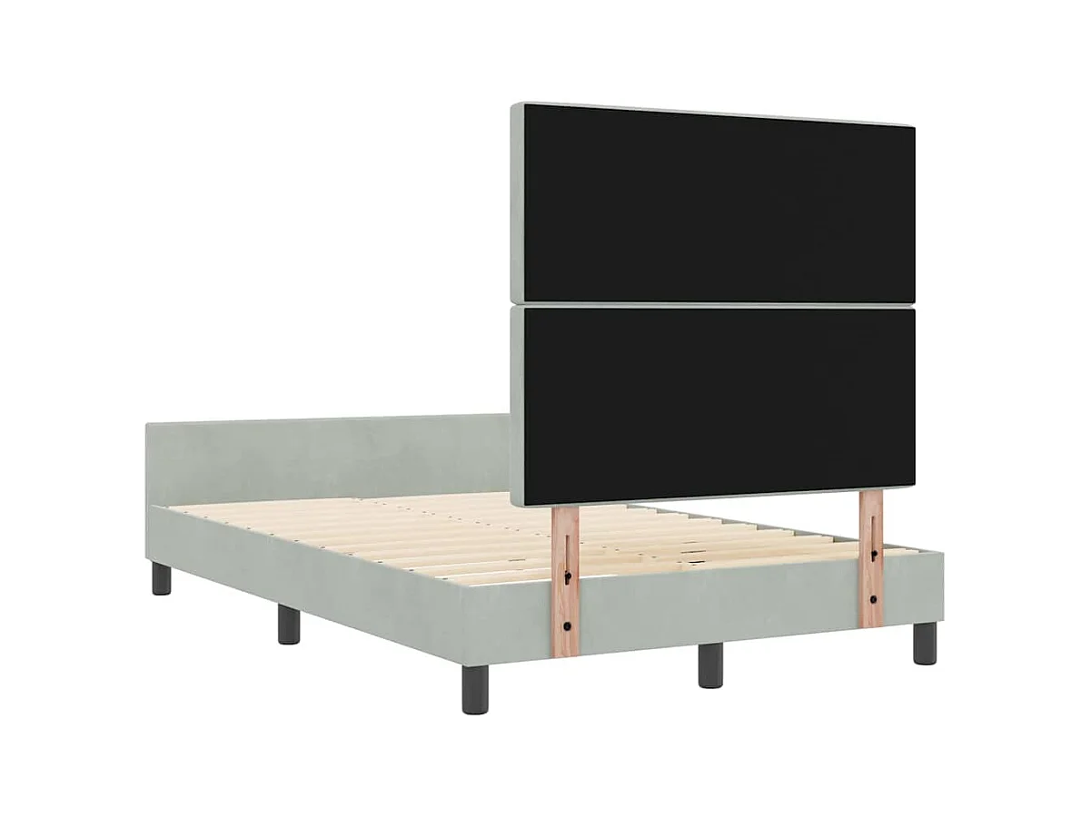 Struttura letto con testiera Grigio chiaro 120 x 200 cm Velluto