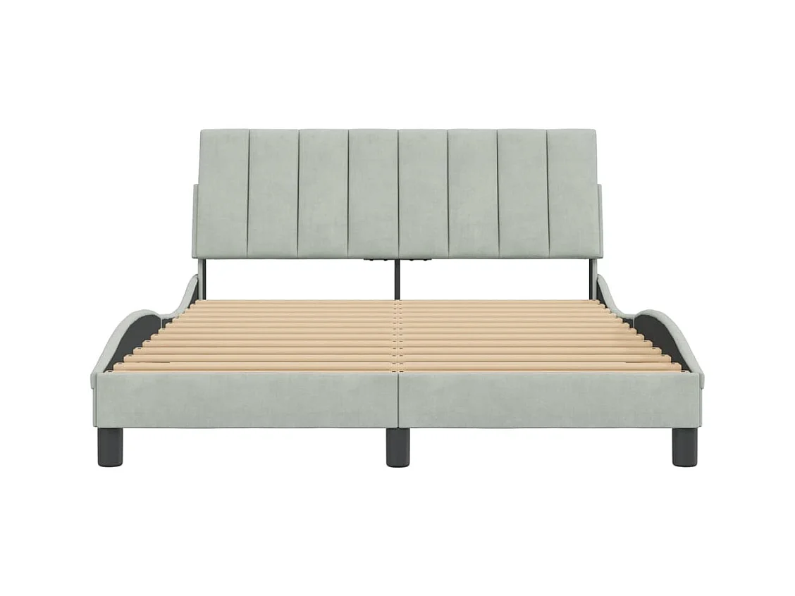 Struttura letto senza materasso grigio chiaro 140x190 cm velluto