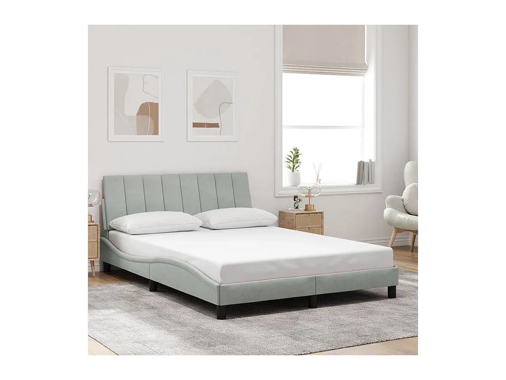 Bedframe zonder matras lichtgrijs 140x190 cm fluweel