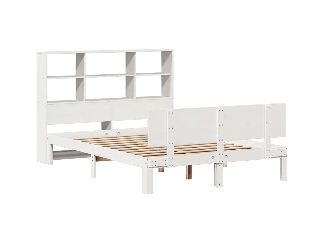 Bibliotheksbett ohne Matratze weiß 140x190 cm Massivholz Kiefer
