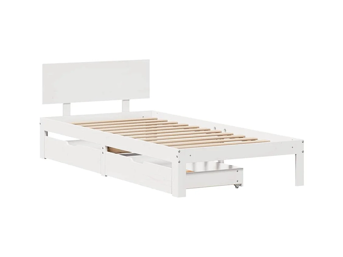 Bedframe met lades zonder matras wit 90x200 cm