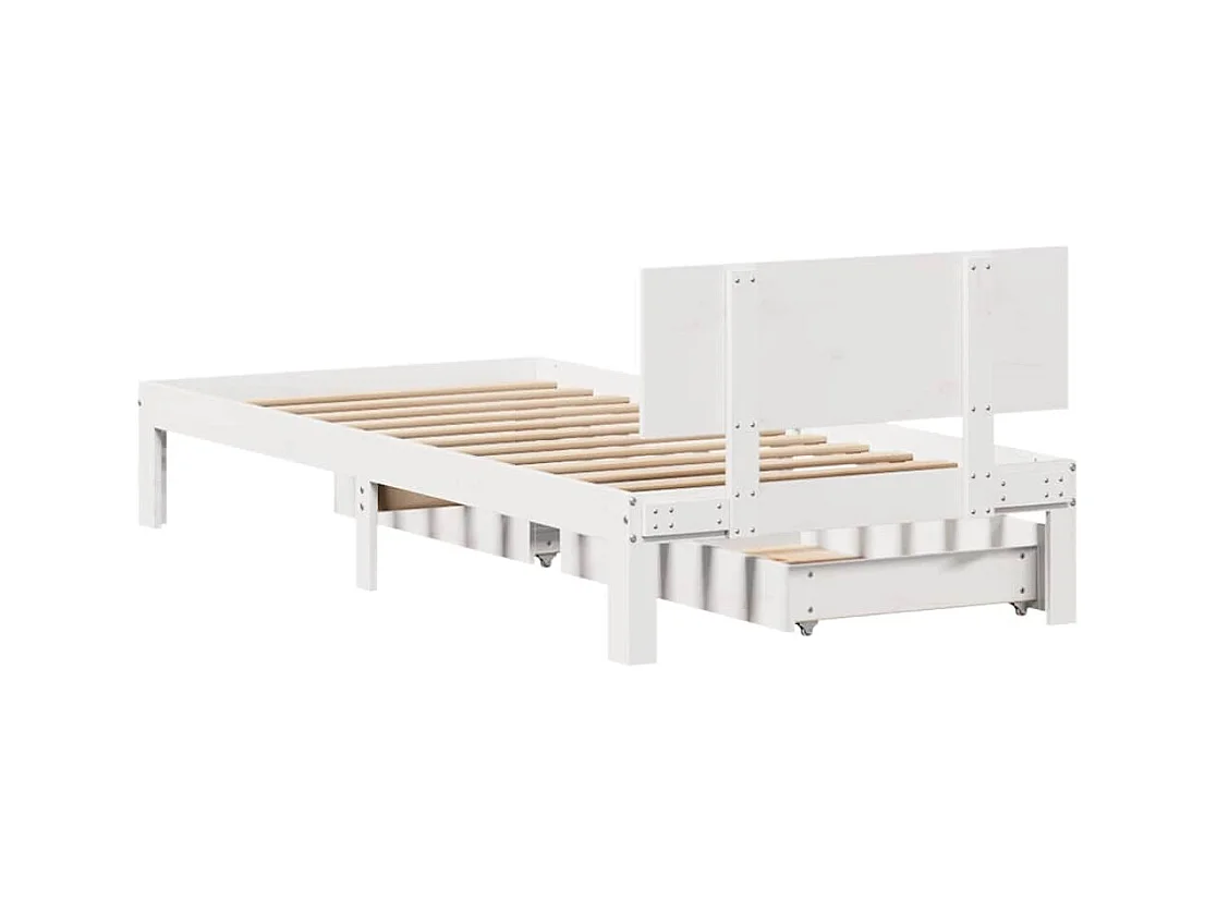 Bedframe met lades zonder matras wit 90x200 cm