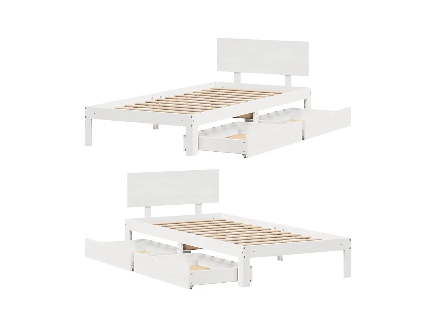 Bedframe met lades zonder matras wit 90x200 cm