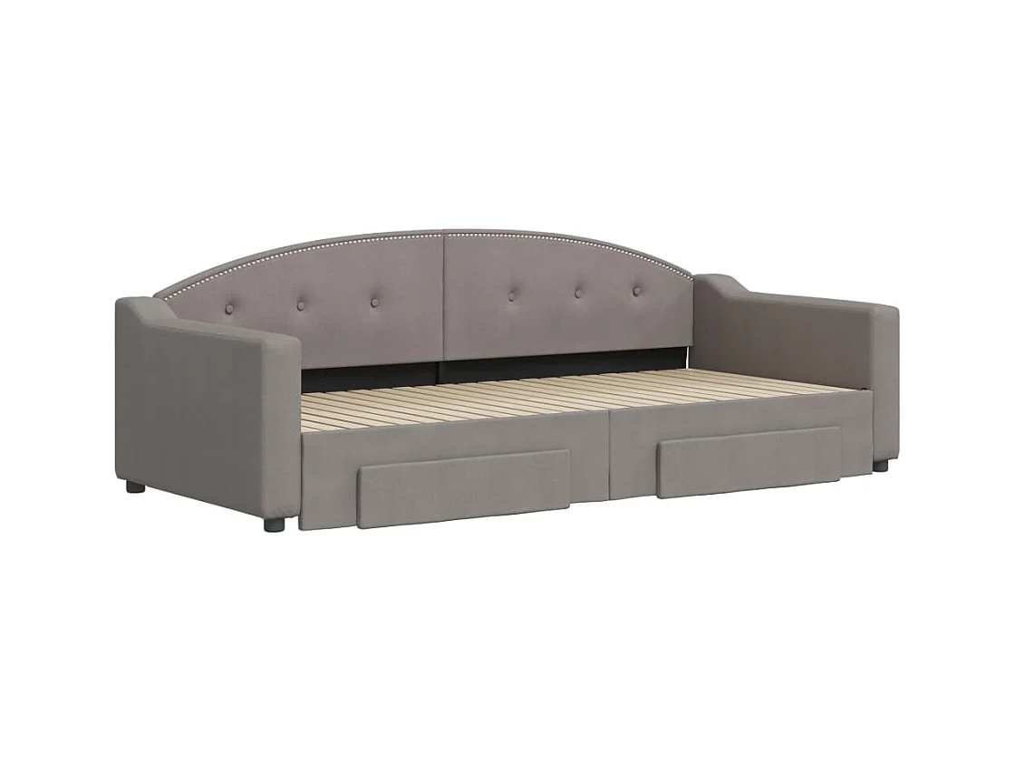 Cama de día con nido y cajones sin colchón color topo 90x200cm