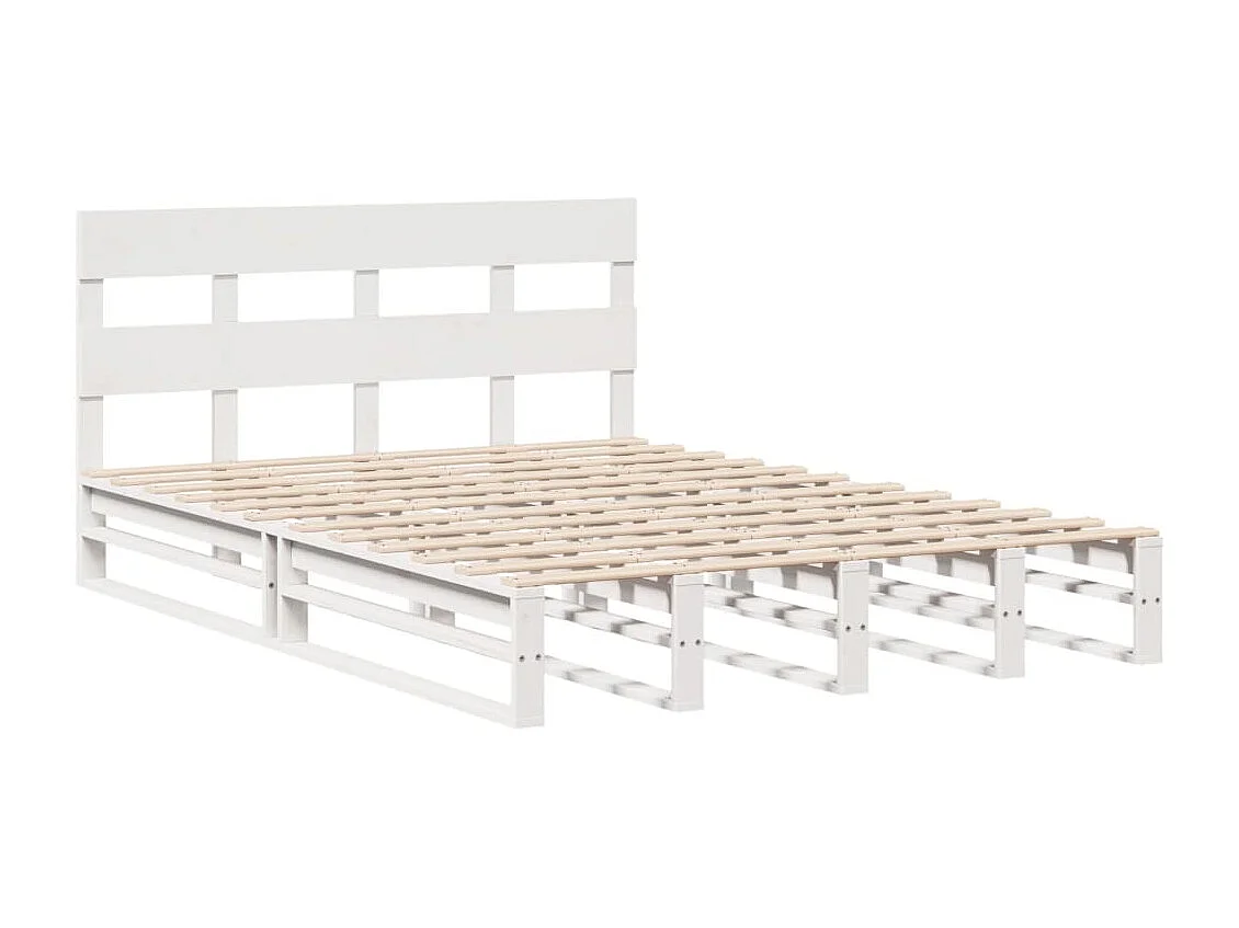 Struttura letto senza materasso bianco 140x190 cm in legno massello di pino