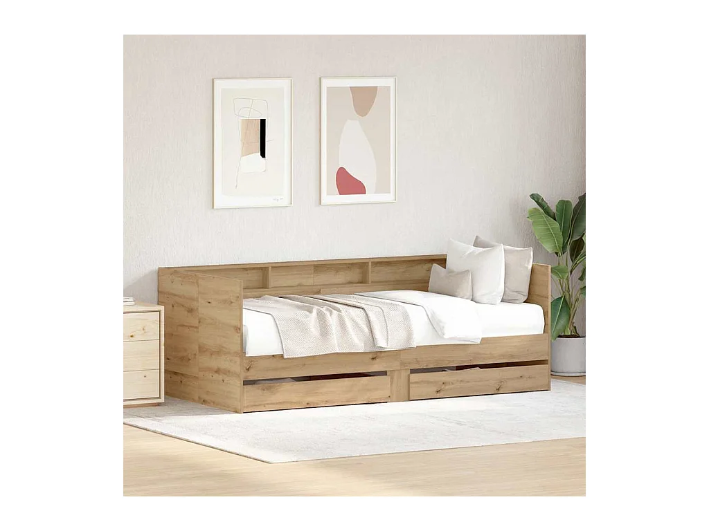 Dagbedframe met lades, handgemaakt eikenhout, 90 x 200 cm