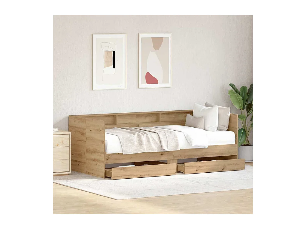 Dagbedframe met lades, handgemaakt eikenhout, 90 x 200 cm