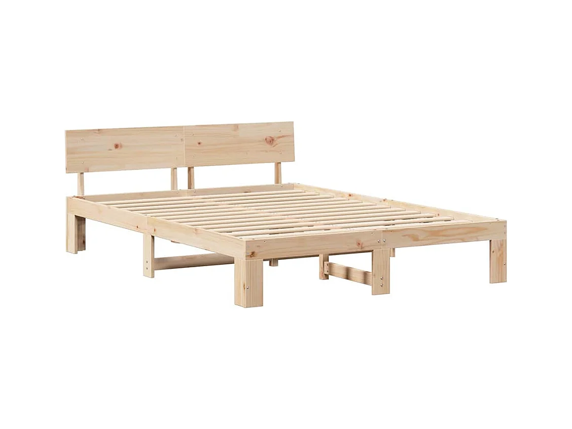 Bruin bedframe 140 x 200 cm massief grenenhout