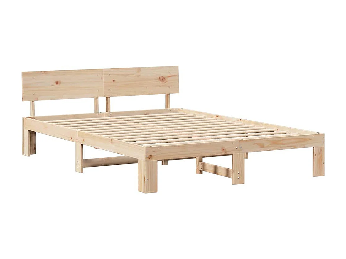 Estructura de cama marrón 140 x 200 cm madera maciza de pino