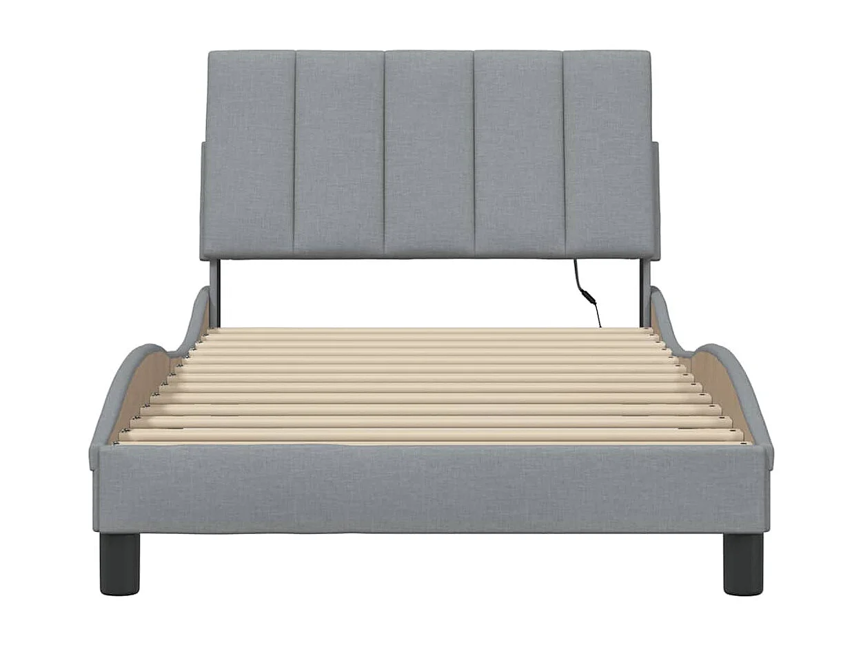 Struttura letto senza materasso tessuto grigio chiaro 100x200 cm