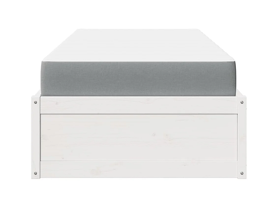 Letto con materasso bianco 90x200 cm in legno massello di pino