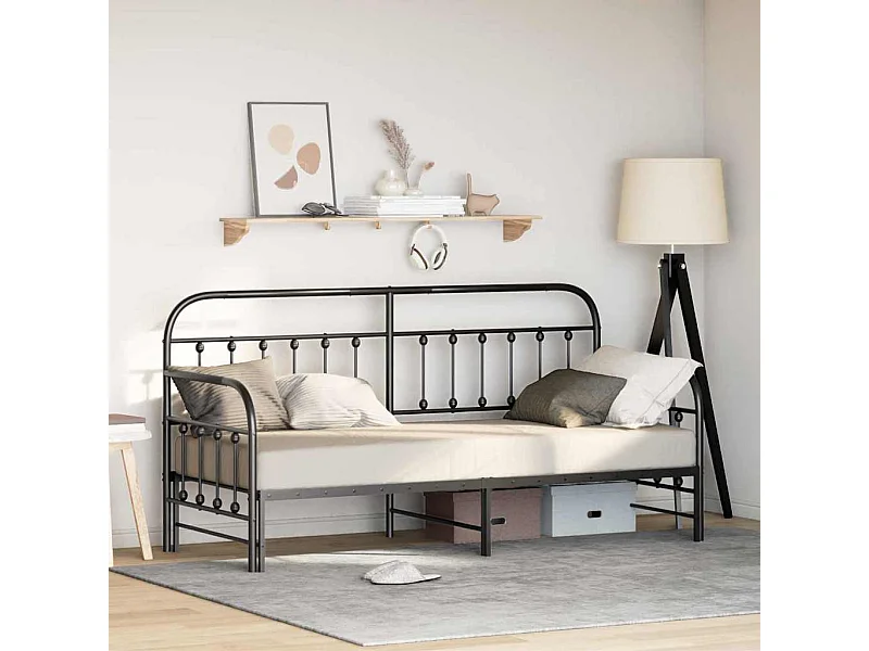 Daybedframe met hoofdbord Zwart 80 x 200 cm Staal