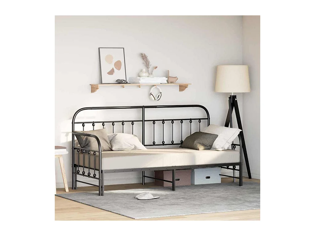 Daybedframe met hoofdbord Zwart 80 x 200 cm Staal