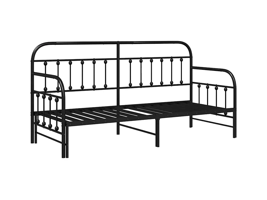 Daybedframe met hoofdbord Zwart 80 x 200 cm Staal