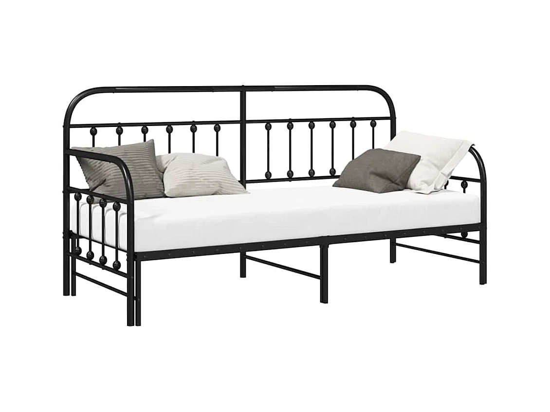 Daybedframe met hoofdbord Zwart 80 x 200 cm Staal