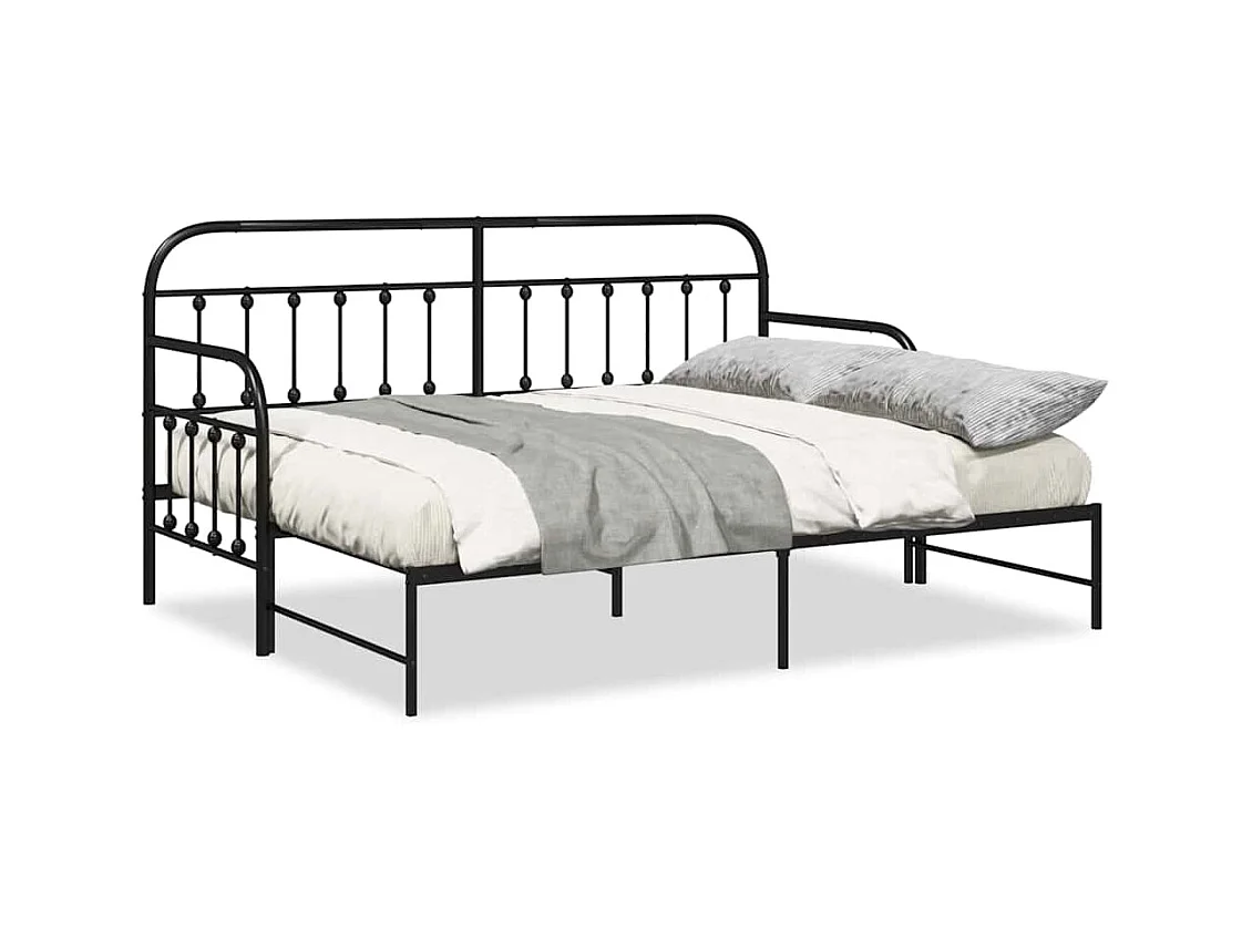 Daybedframe met hoofdbord Zwart 80 x 200 cm Staal