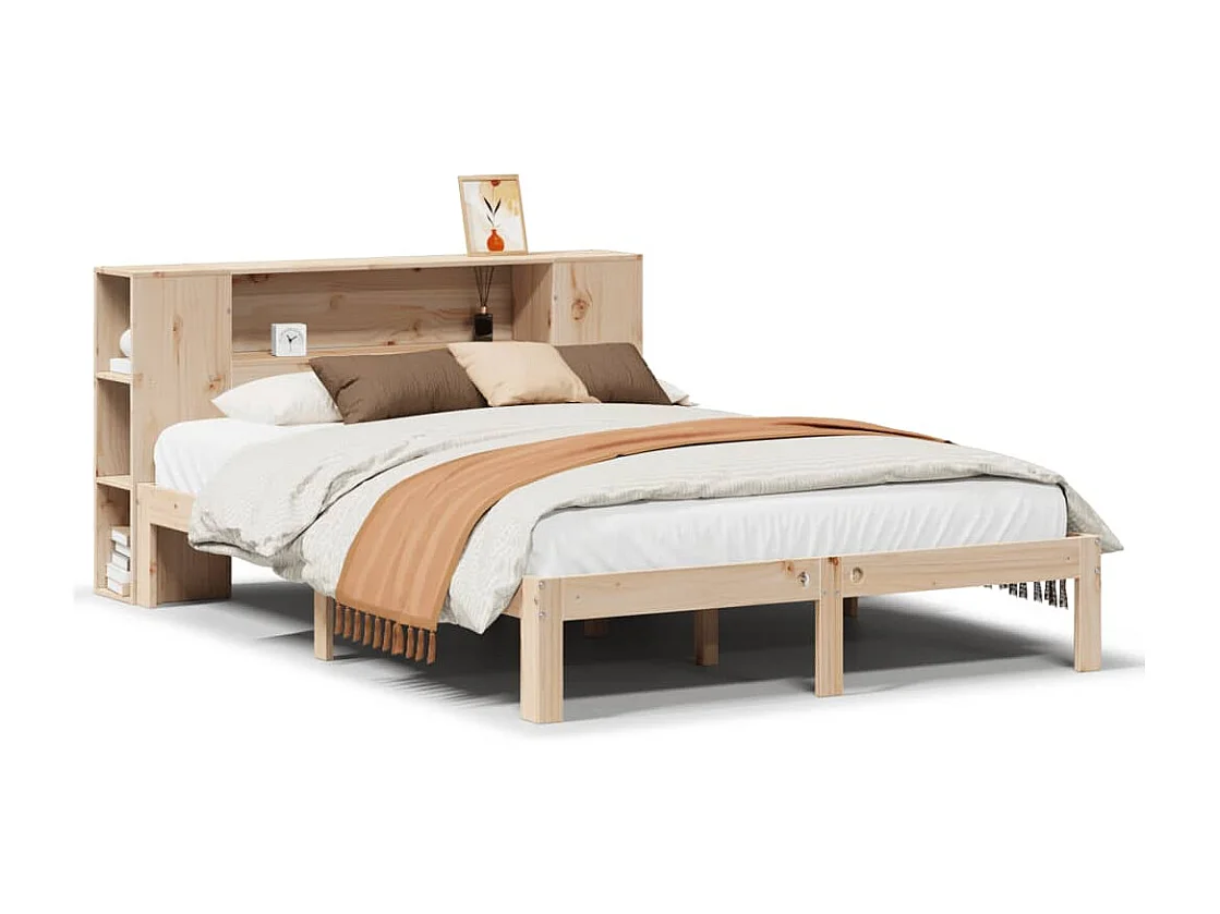 Letto a libreria senza materasso 120x200 cm in legno massello di pino
