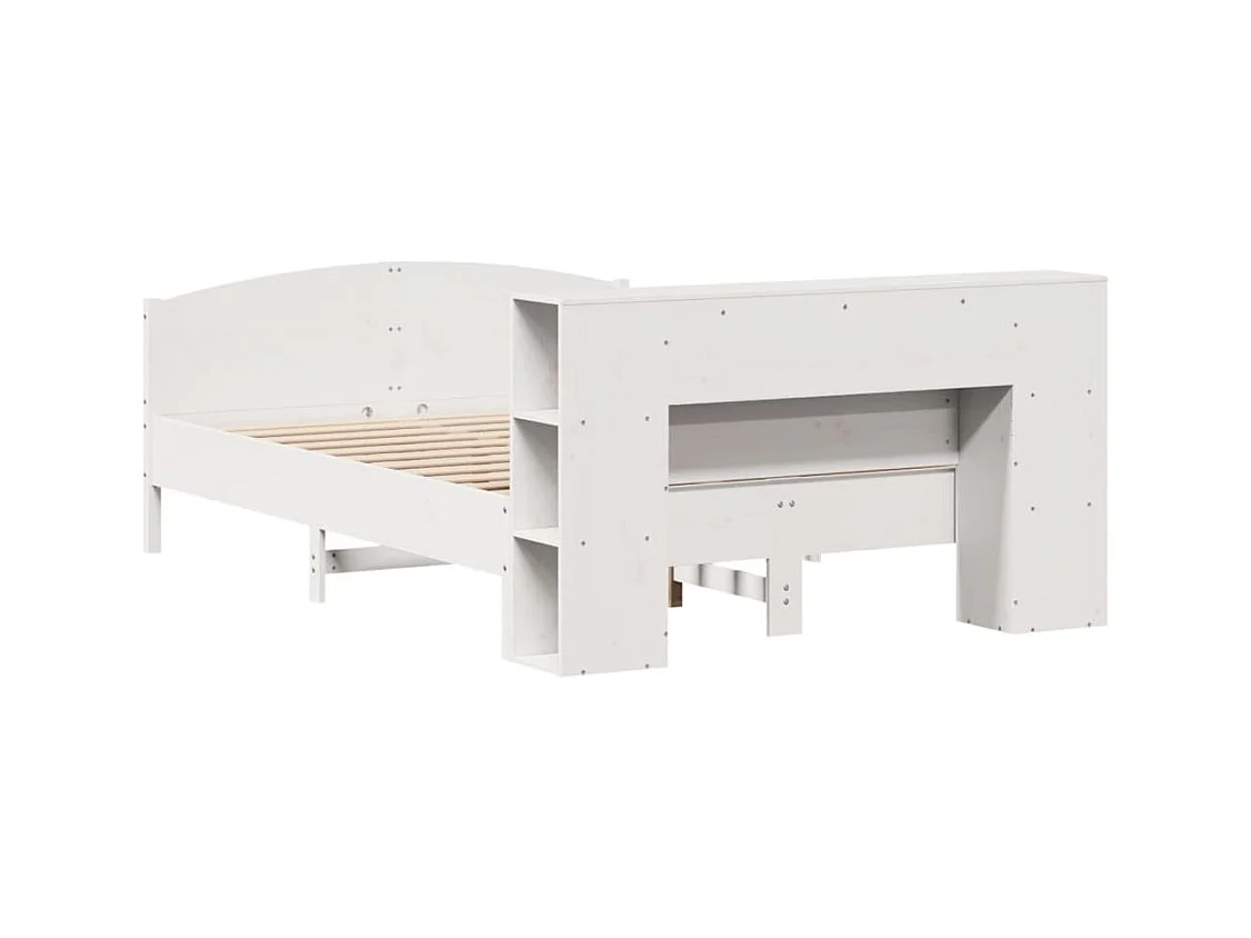 Cama biblioteca sin colchón blanca 140x190 cm madera maciza de pino