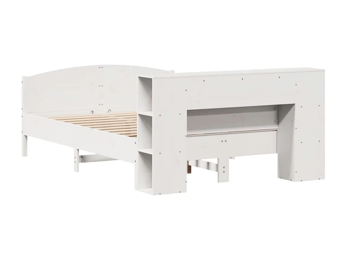 Bibliotheekbed zonder matras wit 140x190 cm massief grenenhout