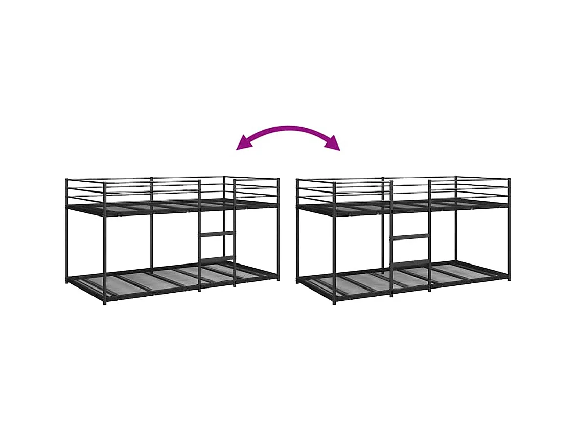 Stapelbed zonder matras zwart 80x200 cm staal