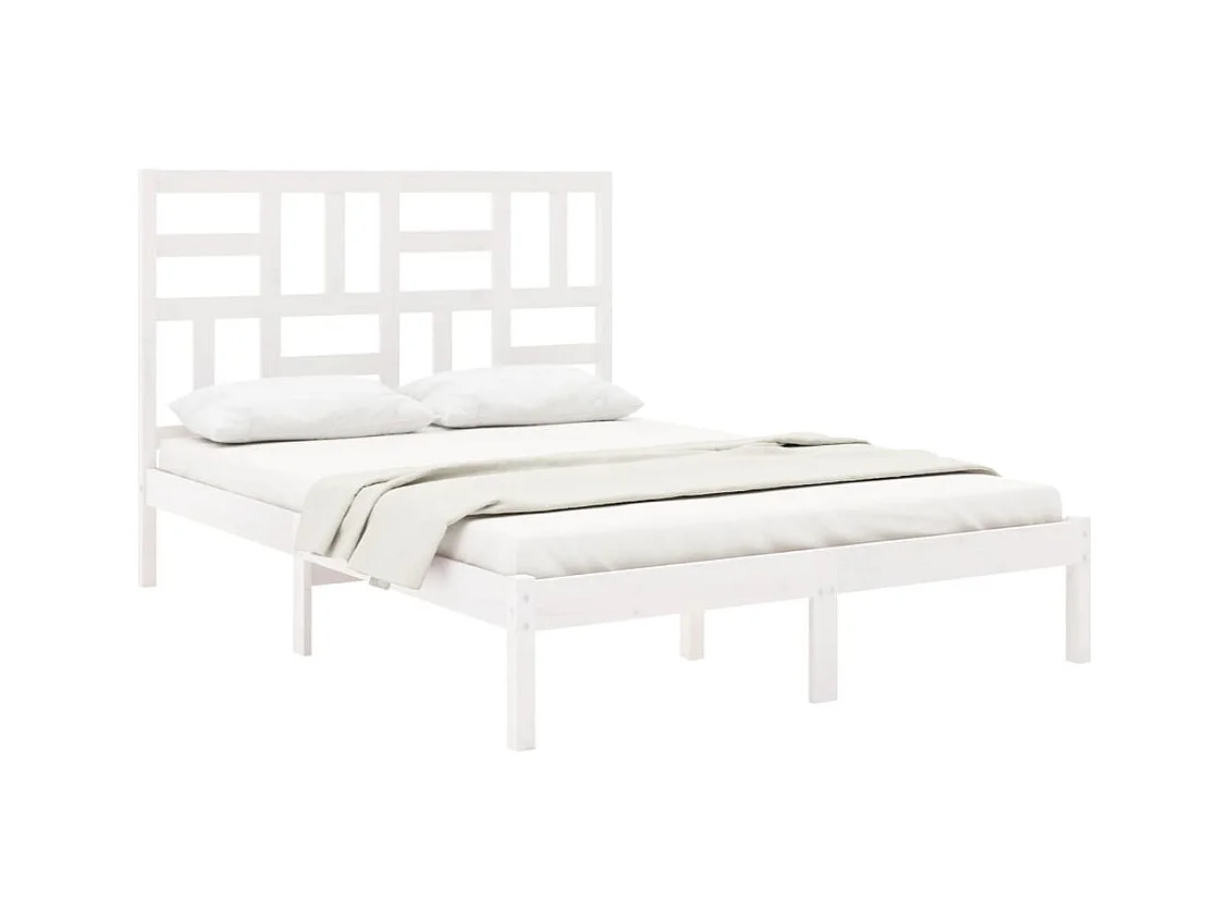 Bedframe zonder matras wit massief hout 140x190 cm