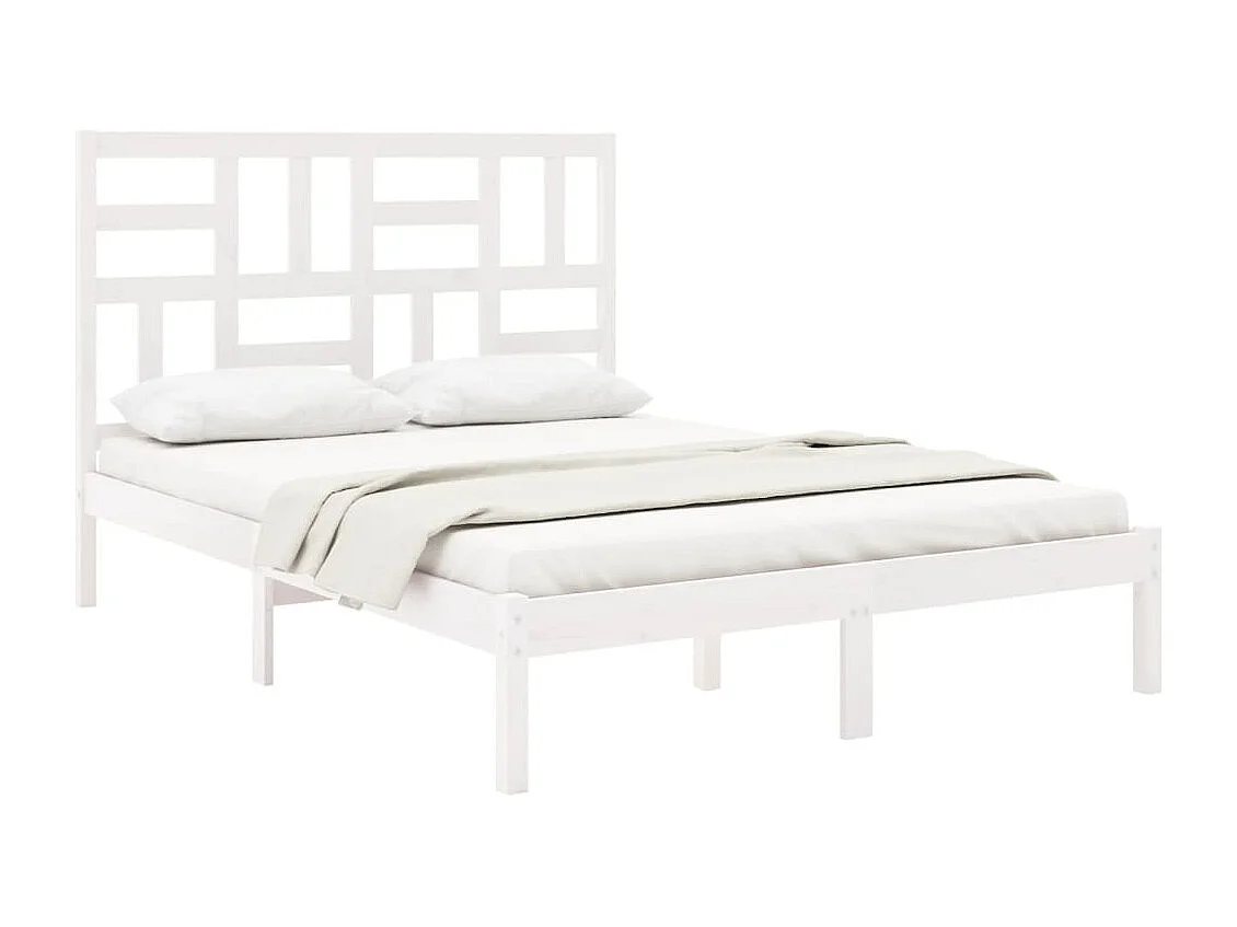 Cadre de lit sans matelas blanc bois massif 140x190 cm
