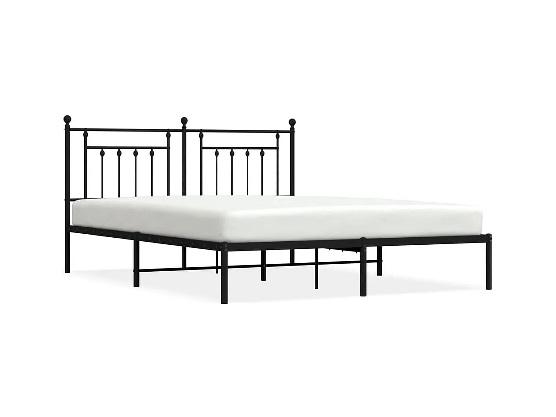 Metalen bedframe zonder matras en zwart hoofdbord 180x200 cm