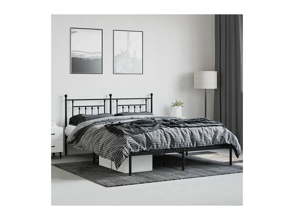Metalen bedframe zonder matras en zwart hoofdbord 180x200 cm
