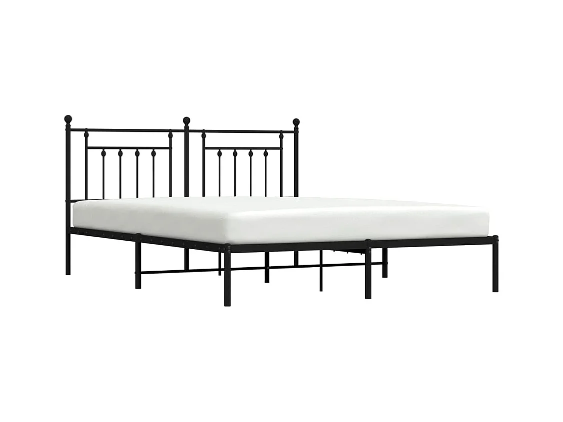 Metalen bedframe zonder matras en zwart hoofdbord 180x200 cm