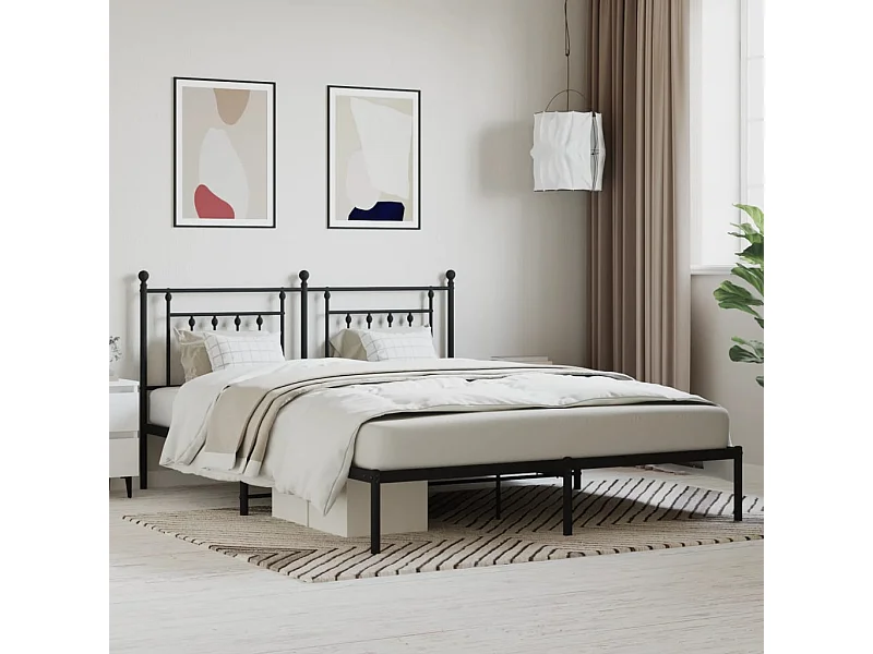 Estructura de cama de metal sin colchón y cabecero negro 180x200 cm