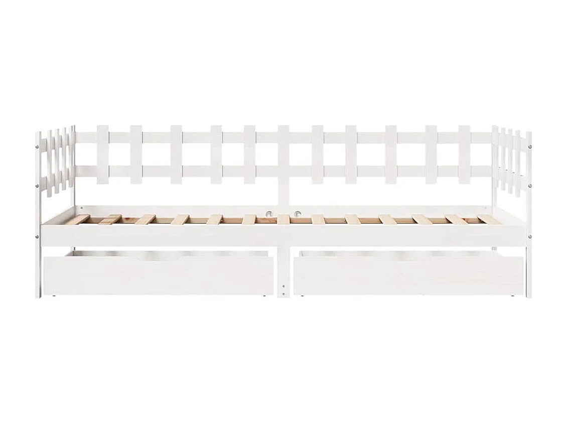 Divano letto e cassetti senza materasso bianco 90x190 cm in legno massello