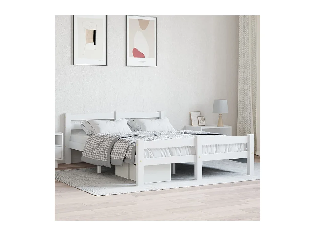 Estructura de cama sin colchón de madera maciza de pino blanco 140x200 cm